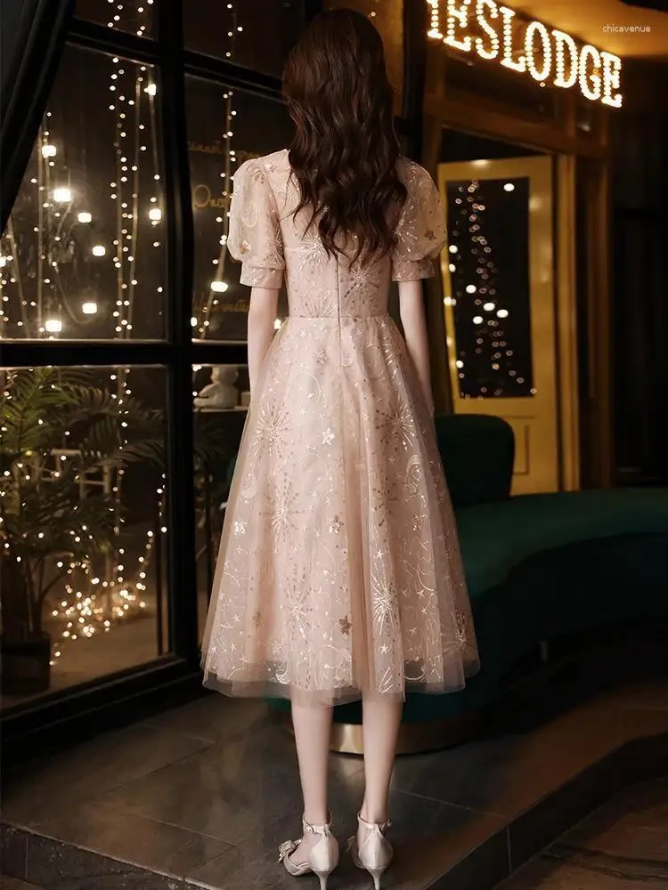 Party Dresses Ofallsis French Style O-Neck Short Sleeve Floor-Length  Evening Dress Champagne Color from Dhgate Urban Sexy Dresses