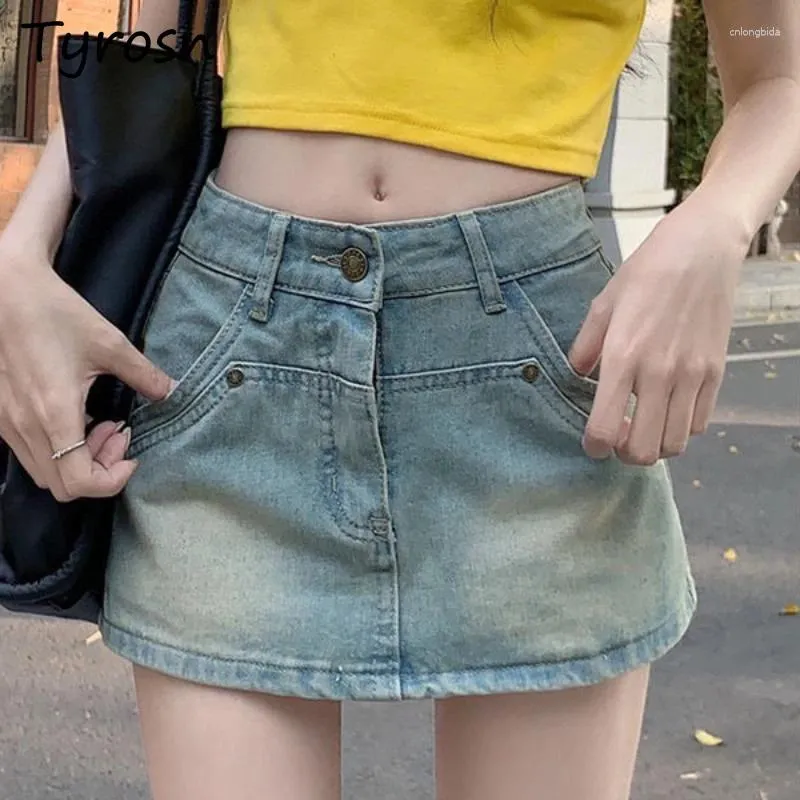Y2K Denim Mini Skirt: Solid Light Blue Simplicity, Sweet and Spicy Summer  Streetwear