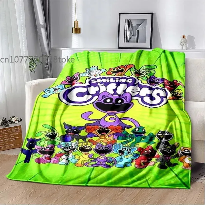 Smiling Critters CATNAP DOGDAY Cartoon Acrylic Throw Blanket