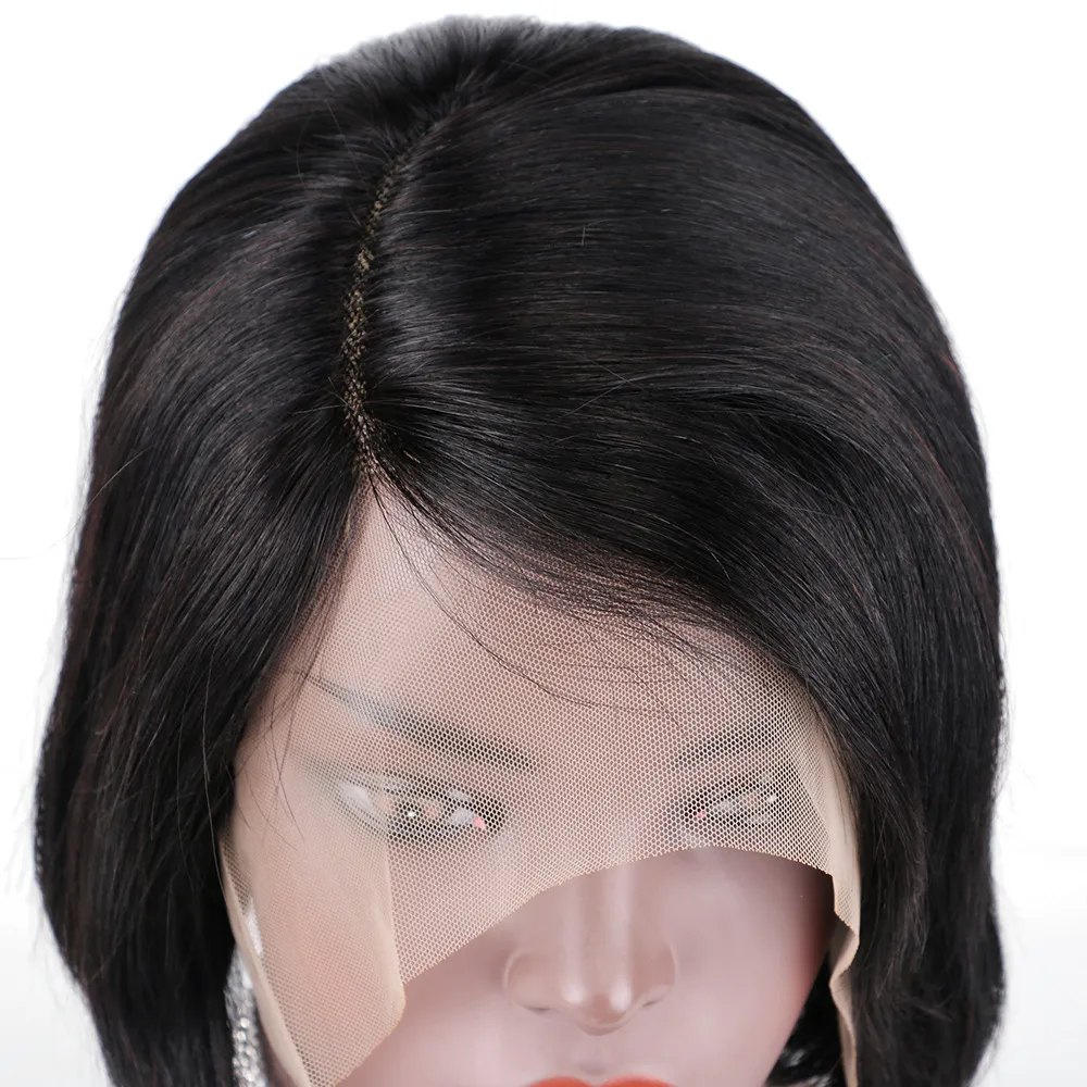 Black Bob Wig Human Hair Straight Short 180% Density Lace  display picture 2
