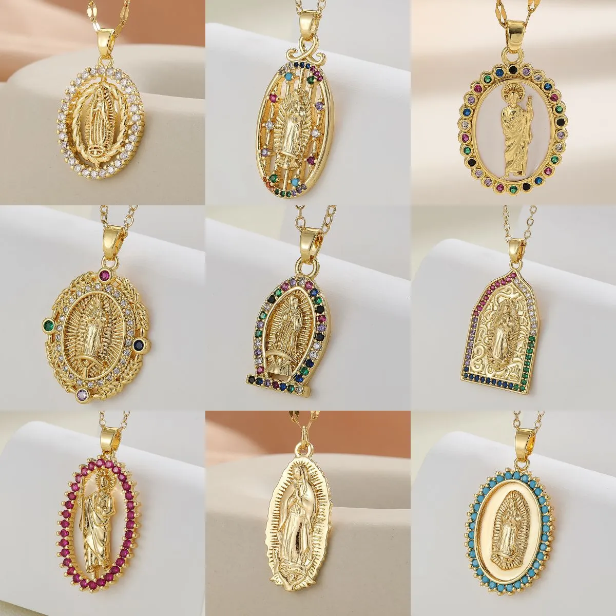 18k Gold Virgin Mary Necklace For Women Religious... From Usdream 