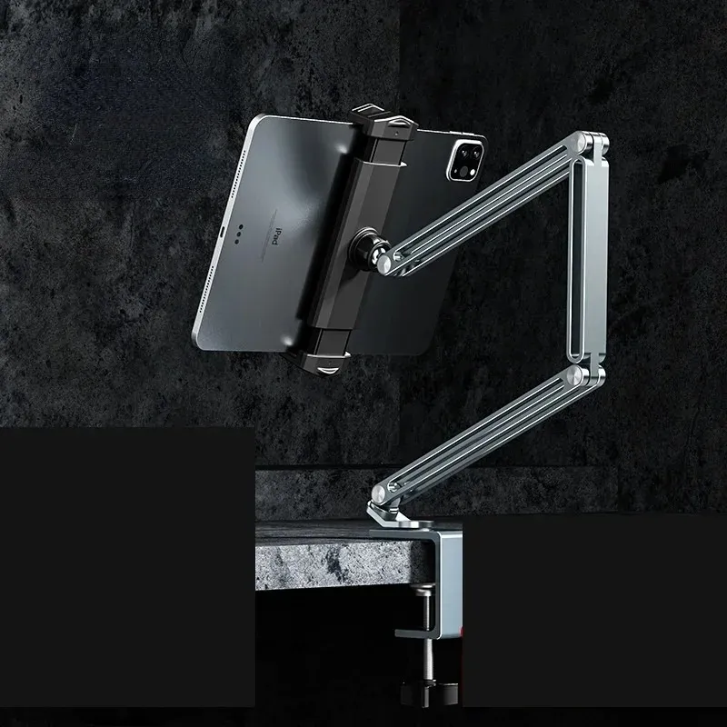 Universal Adjustable Aluminum Desk Stand For Phone/Tablet – Foldable Clip Holder