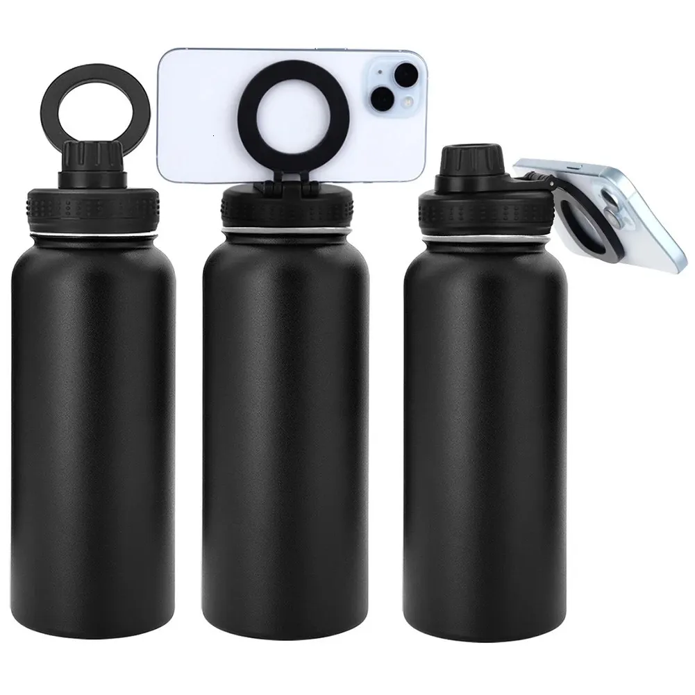 Pixel Bottle 32oz Insulated Stainless Steel Water Bottle - Magnetic Phone Holder, Leakproof
