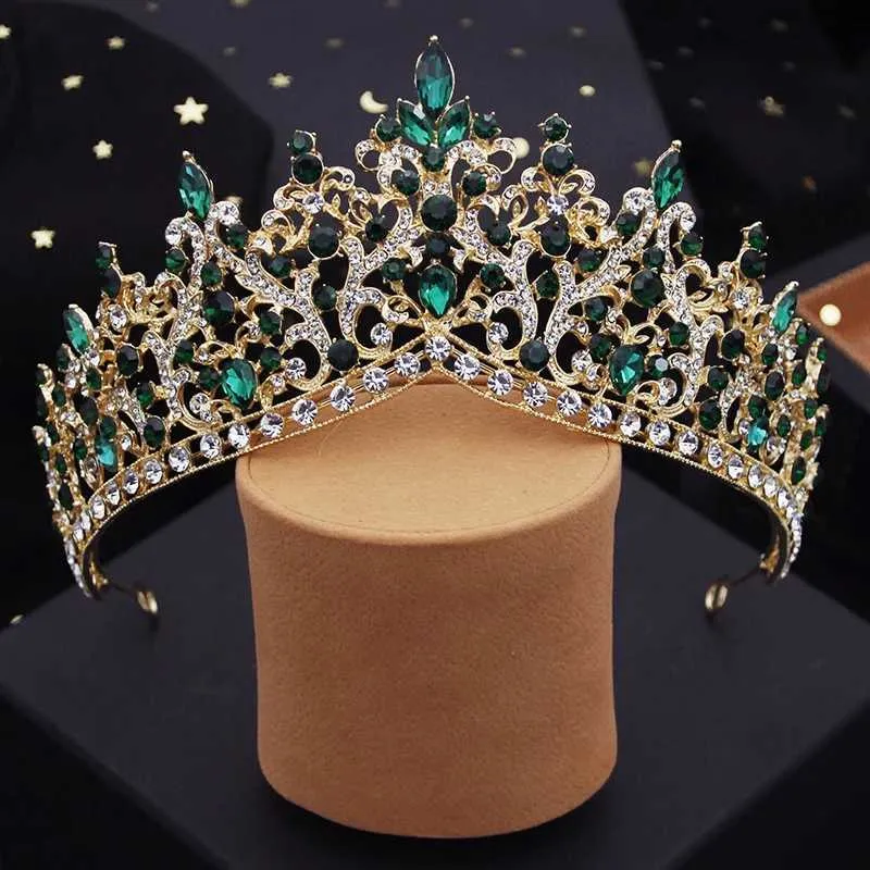 Tiaras Baroque Blue Crystal Wedding Crown Princess... From  display picture 1