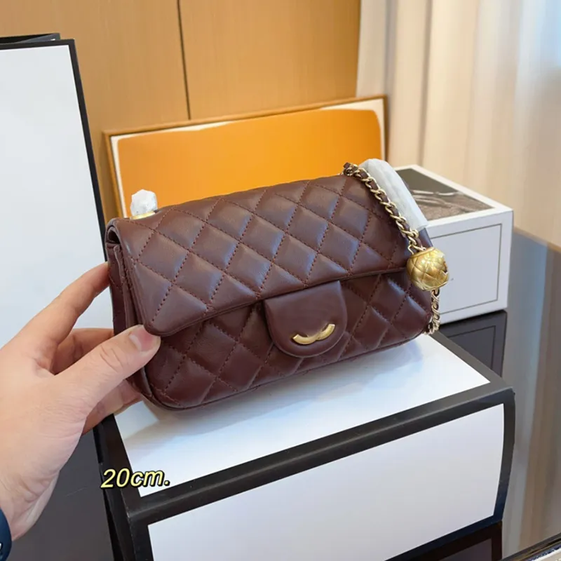 Womens Burgundy Wine Red Claret Crush Gold Ball Mini CF Shoulder Bags Classic Mini Flap Square Quilted Metal Hardware Matelasse Chain Crossbody