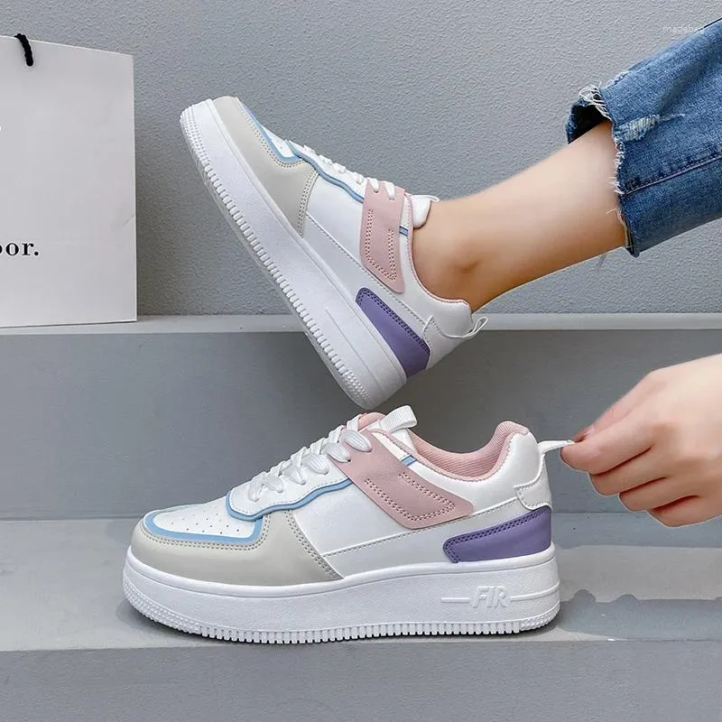 Casual Shoes Brand Women Sneakers White Tenis Feminino PU Leather Board Vulcanized Comfort Platform Flats Female Trainers