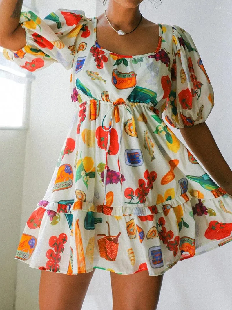 Cotton Casual Womens House Dress Fruit Print Short Sleeve Square Collar  Knee-Length A-Line Nightgown Pullover from Dhgate Basic & Casual Dresses -  price 26.23