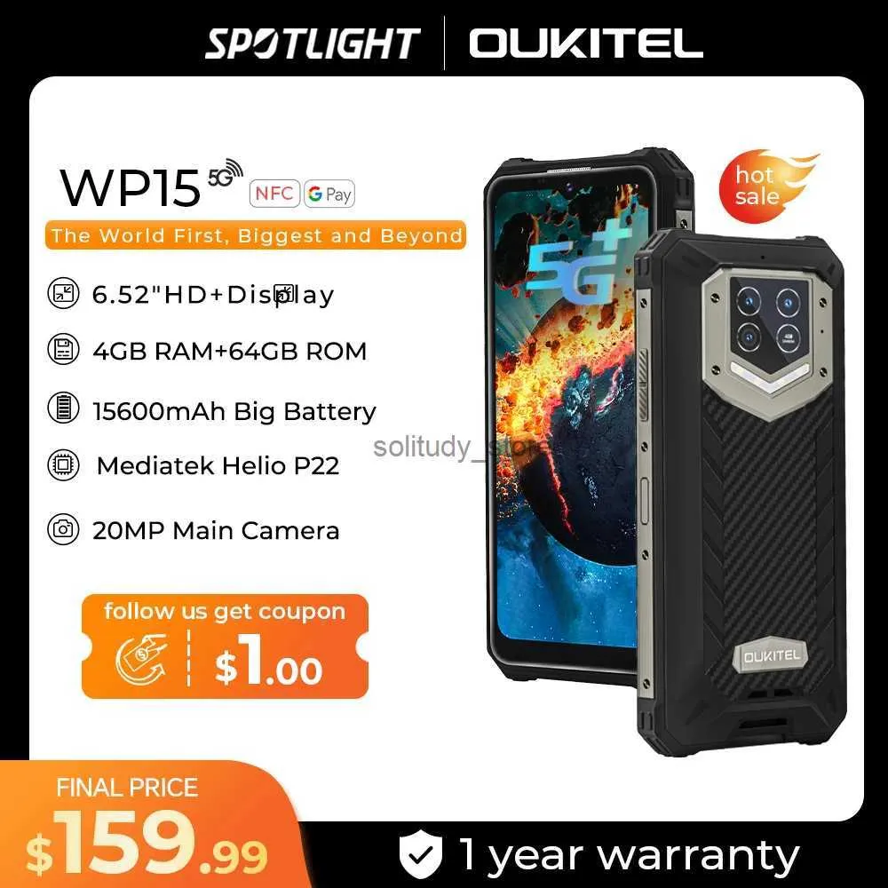 Oukitel WP15 Rugged Rugged Smartphone 8GB+128GB, 6.5HD+15600mAh  