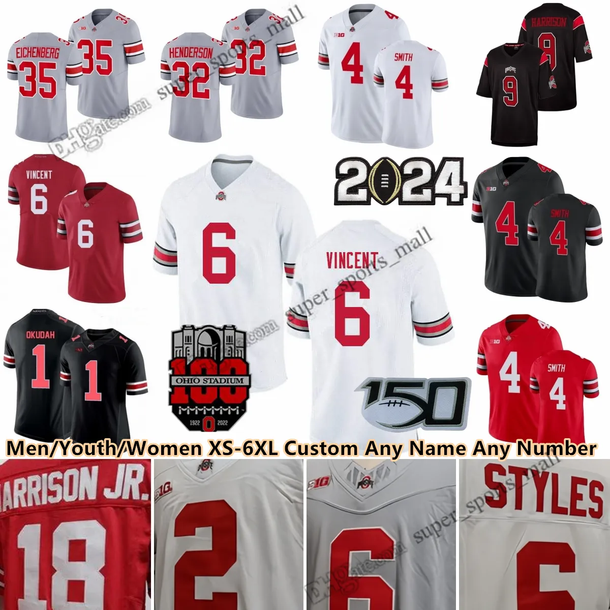 NCAA 2024 Ohio State Buckeyes Football Jersey, S 6XL Howard