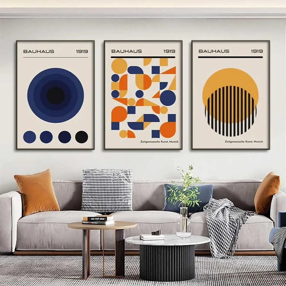Mid-Century Modern Bauhaus Abstract Geometric Art Canvas Prints ...