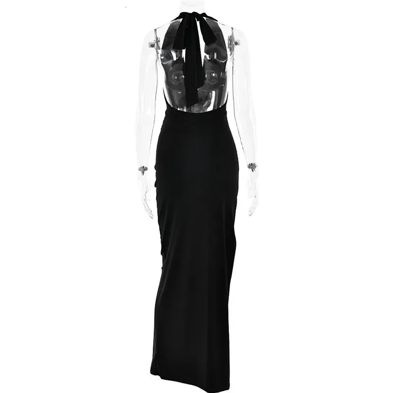 open lace back dress MIRELLA PLUNGE HALTER NECK MAXI DRESS  Your Designer Rentals