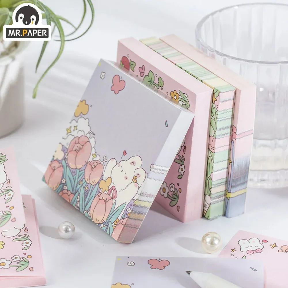 Mr.Paper /Pack Creative Memo Pad Ins Fresh Artistic Flower Handbook ...