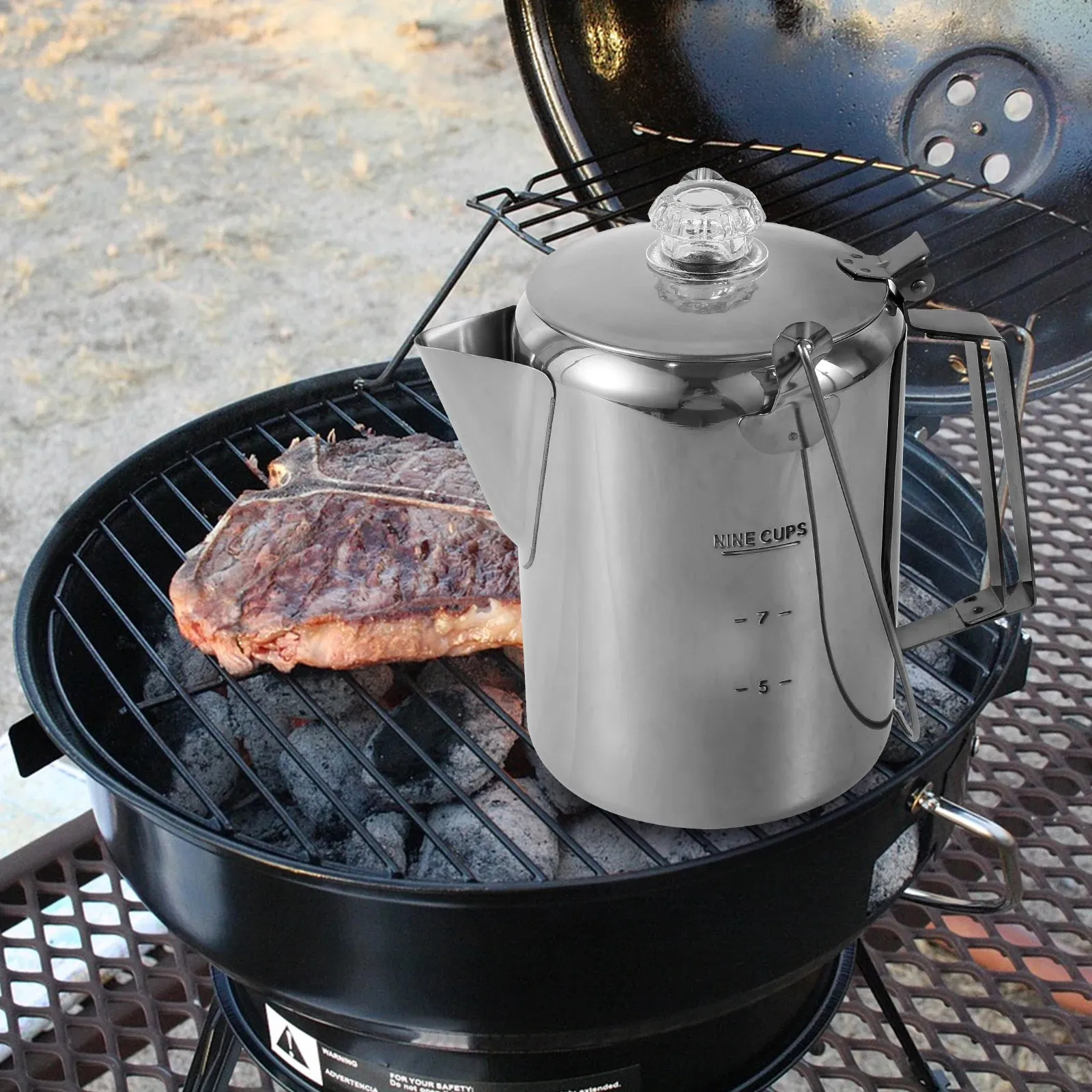 Stainless Steel Camping Stainless Coffee Pot With Clear Top Glass Knob 9 Cups Capacity For Outdoor Stovetop Coffee Maker Exercise Torch From Jia10 64.33 DHgate.Com