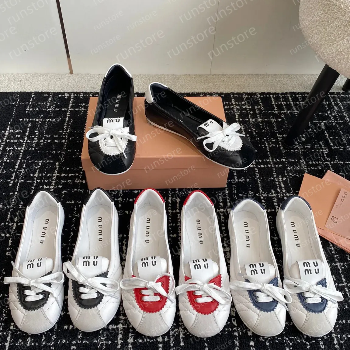 New Designer Sneakers Flat shoes Ballet Flats Women Lace up Genuine Leather Mary Jane shoes Ballerina Boat Lady Casual Sport Shoes