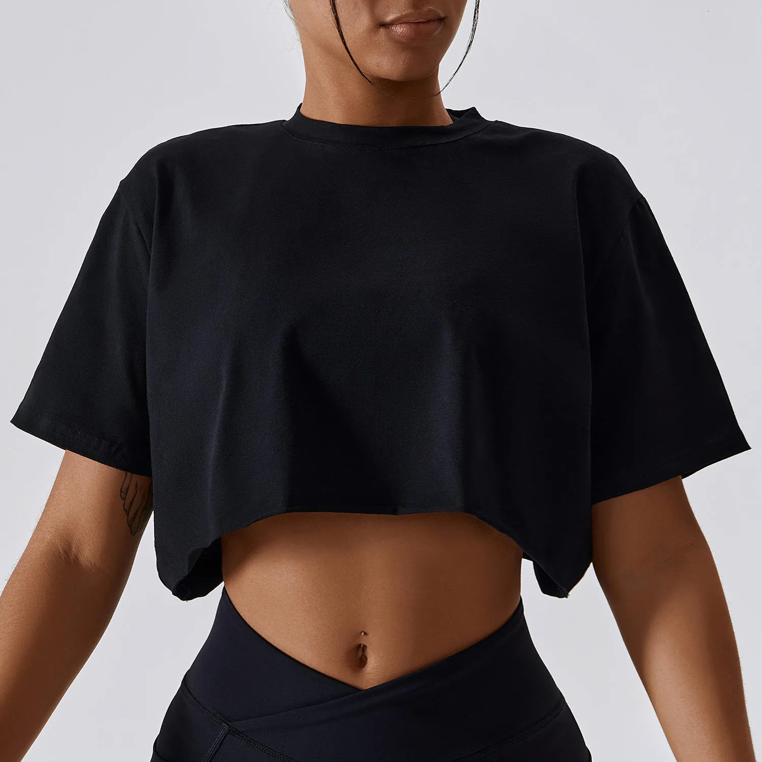 Crop Top Loose Womens Gym Tops Oversized Loose Workout Tops