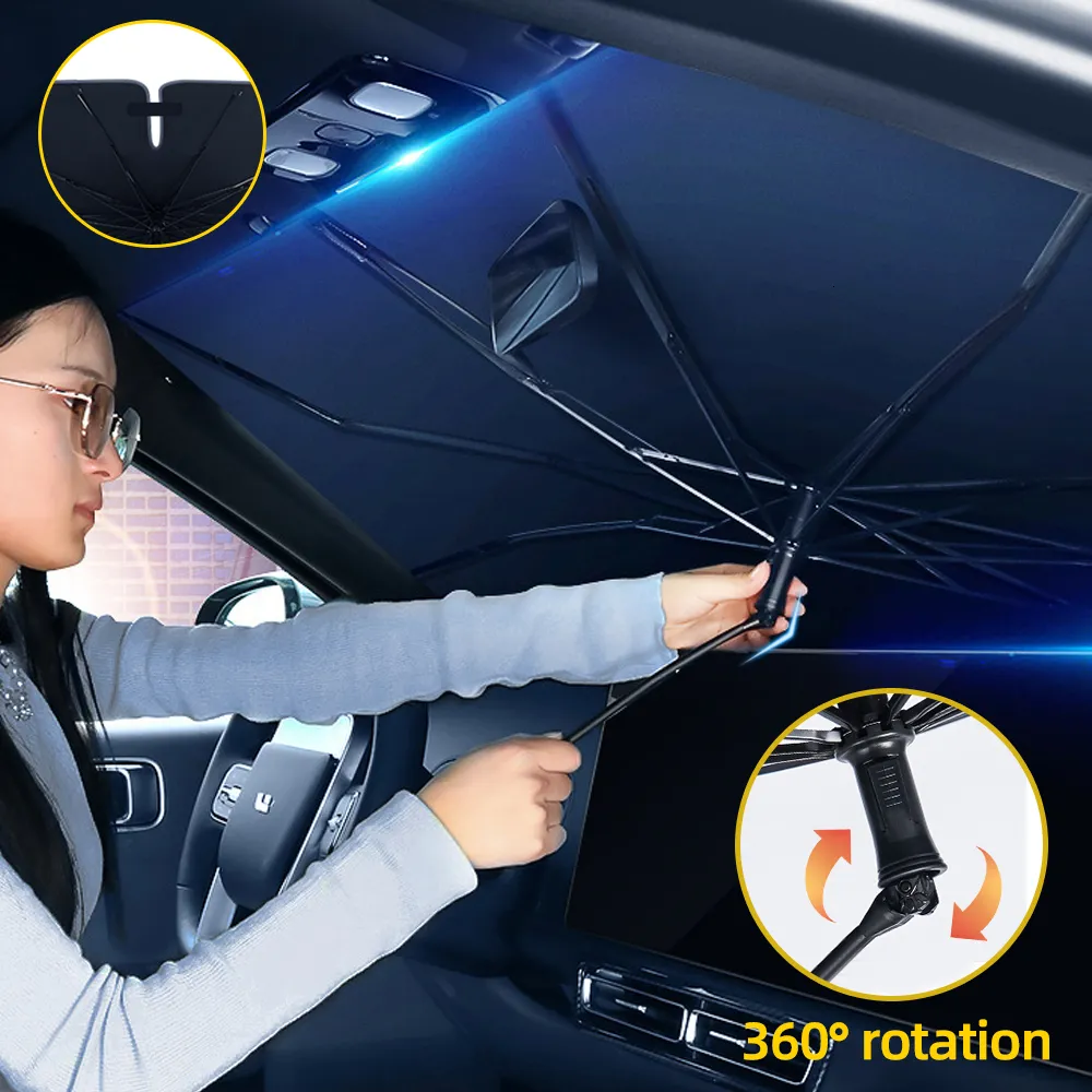 Pare-soleil Voiture 140x80 Cm - Ouverture Un Clic - Protection UV Et Chaleur - Pour Pare-brise Avant - 11
