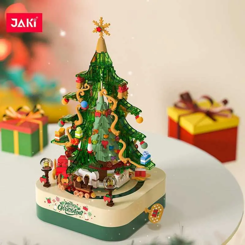 Blocks JAKI Wooden Pink Crystal Christmas Tree Music Box Building ...