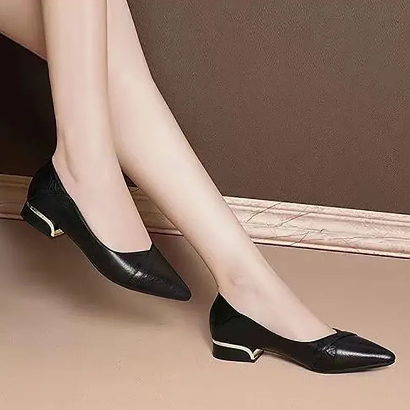 formal low heel black dress shoes for women Women's Caldise Leather Low Heel Dress Shoes - Black Leather main image 1