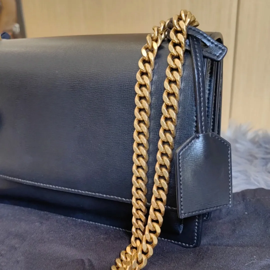 【NONCODE】Rubin Chain Leather Shoulder Bag Genuine Leather Shoulder Bag with Metal Chain - Gold