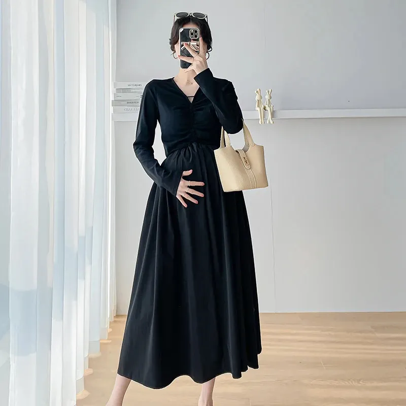 Black Long Sleeve Maternity Dress with V-Neck Natural Color Brief Style for  Pregnancy Party Plus Size from Dhgate Maternity Dresses - price 69.09