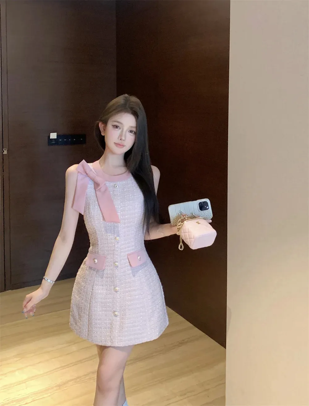 【SEOOOCOOKIE】 Tweed Ribbon Dress ★韓国の人気★ DRESS - seooocookie