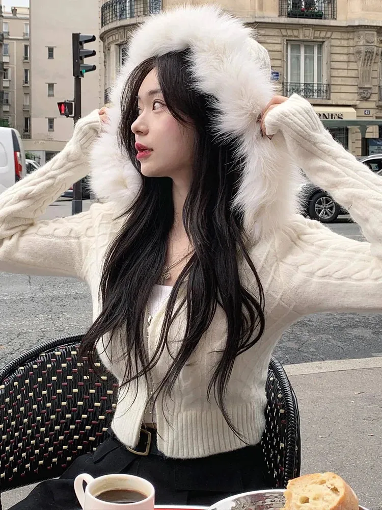 DHgate.com:Rockmore Womens Cropped Y2K Hooded Sweater Jacket