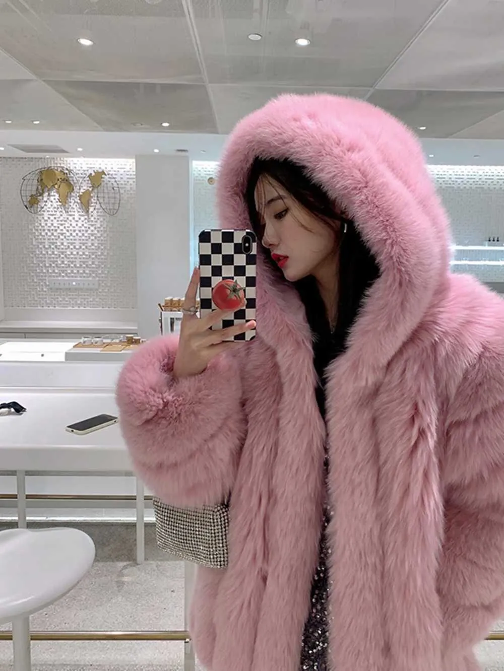 Ppsnabha Ranch Mink Coat Prices Polar Fox Fur Coat BLUE/ ARCTIC