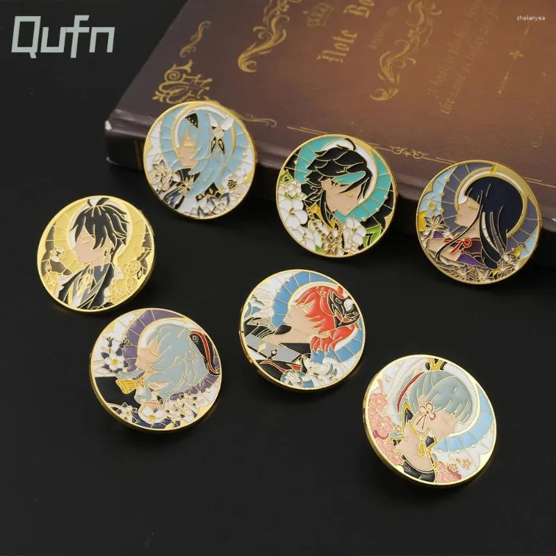 Brooches Genshin Impact Inspired Pins For Backpacks Anime Cute Enamel ...