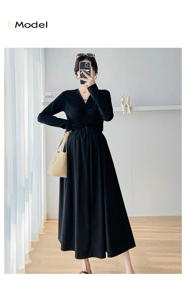 Black Long Sleeve Maternity Dress with V-Neck Natural Color Brief Style for  Pregnancy Party Plus Size from Dhgate Maternity Dresses - price 69.09