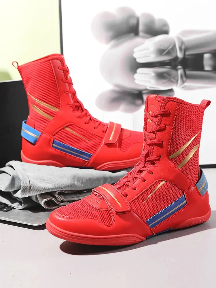 Youngtie Chaussures De Boxe Pour Hommes Chaussures De Lutte Professionnelles Bottes De Boxe Pour Entraînement Physique Pour Femmes Blanche EU 36