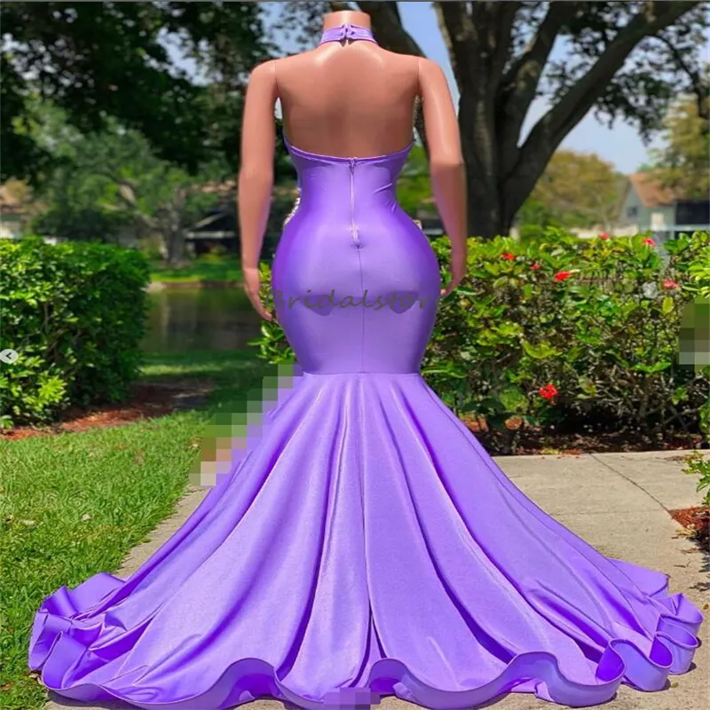 light purple mermaid prom dress Light Purple Mermaid Long Prom Dress with Appliques