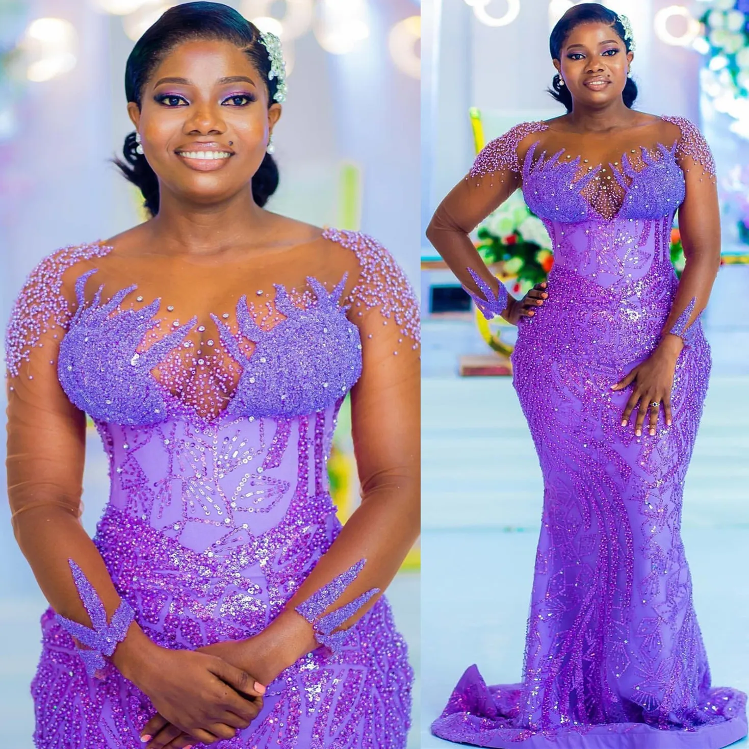 Purple and gold party dress deals