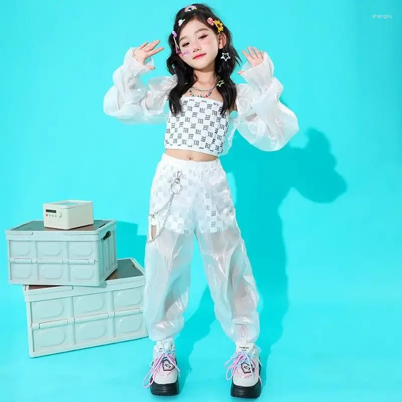 ホットセール Kpop Girls White Jazz Dance Costume Set Down Hip Hop Modern Dance