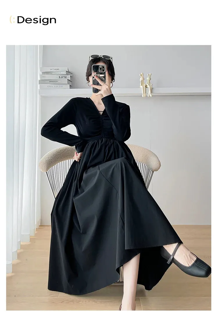 Black Long Sleeve Maternity Dress with V-Neck Natural Color Brief Style for  Pregnancy Party Plus Size from Dhgate Maternity Dresses - price 69.09