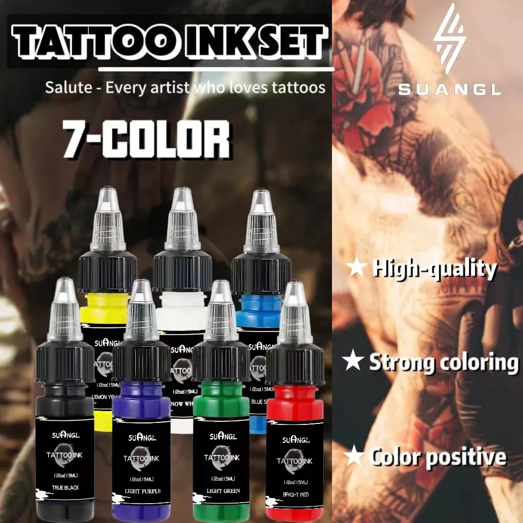 DHgate.com:Professional Tattoo Ink Set - 7 Vivid Colors, 0.5oz/15ml ...