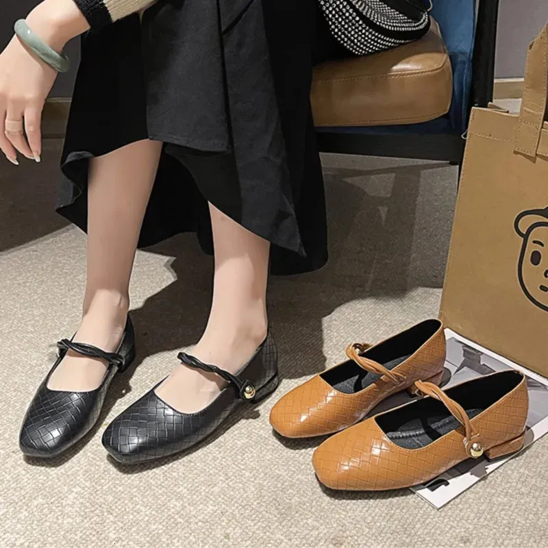 Wholesale 1622N Womens Leather Flats Square Toe Mary Jane Dress Shoes ...