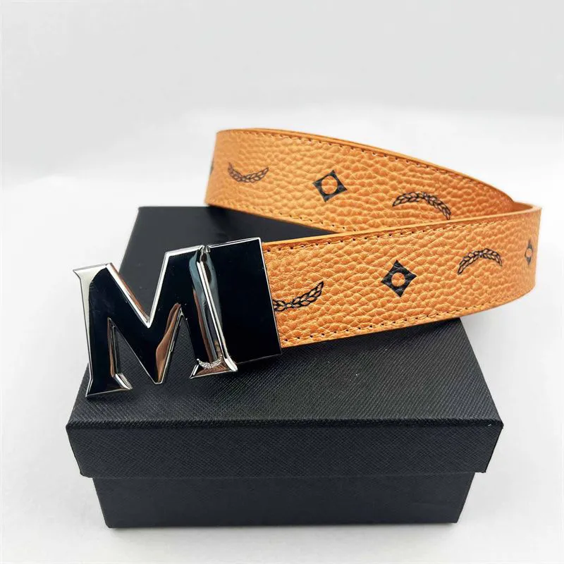 Luxury Designer Belt For Men Head Ceinture Luxe Buckle mcmm belt Metal Head Leather mcmbelt Fashion Womens Belt Brand Men M Letter Double Big Gold