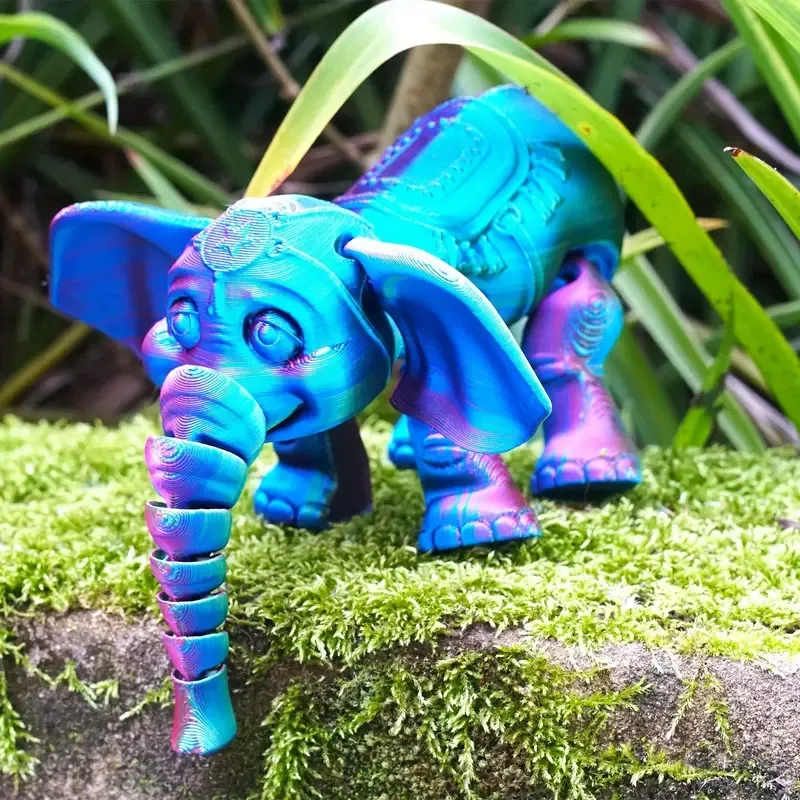 置物 Elephant Cute 3D Printed Elephant With Movable Joints Anime Model Handheld