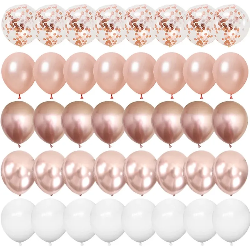 12-Inch Rose Gold Confetti Latex Balloons for Happy Birthday Party ...