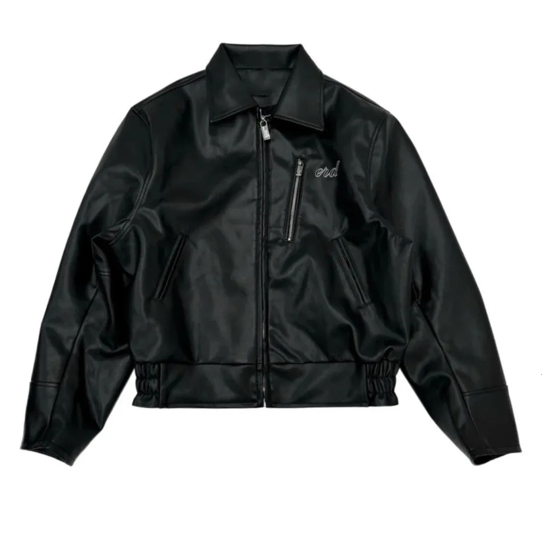 Y2K Mens ERD Embroidered Leather Best Bomber Jackets Black Y2K Mens ERD Embroidered Leather Best Bomber Jackets Black