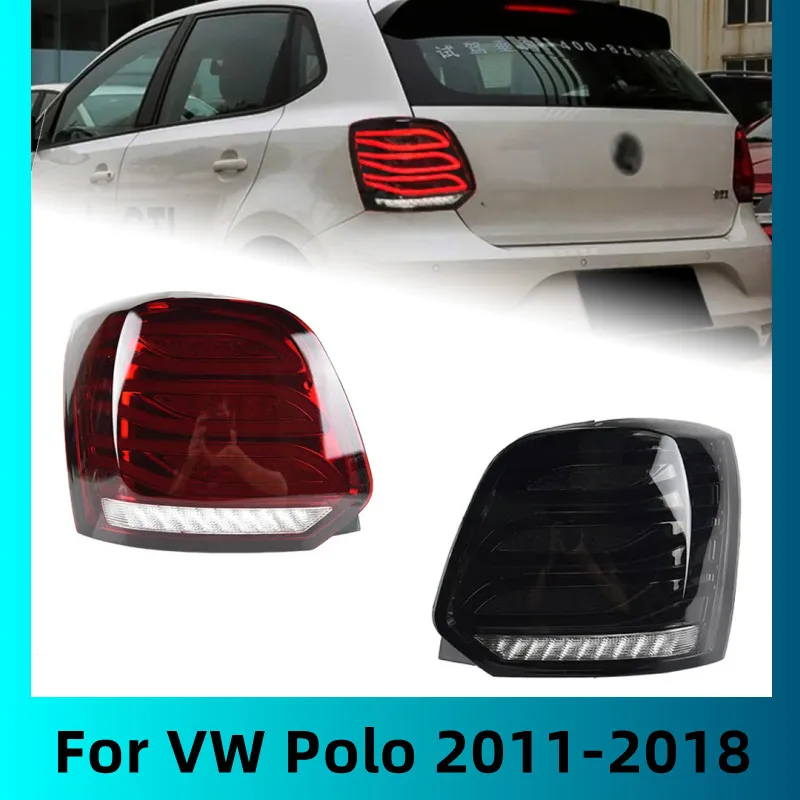 Car Tail Lights for VW Polo 2011 20 18 Rear DRL Tail Lamp LED Brake Signal Taillights Auto Lights Accessory
