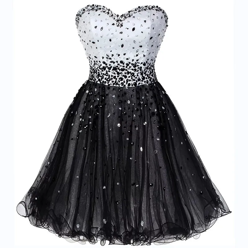 sachin and babi light blue dress Black and White Tiered Homecoming Dress Spaghetti Strap Graduation Dress Hc338 Custom Colors / 20W main image 0