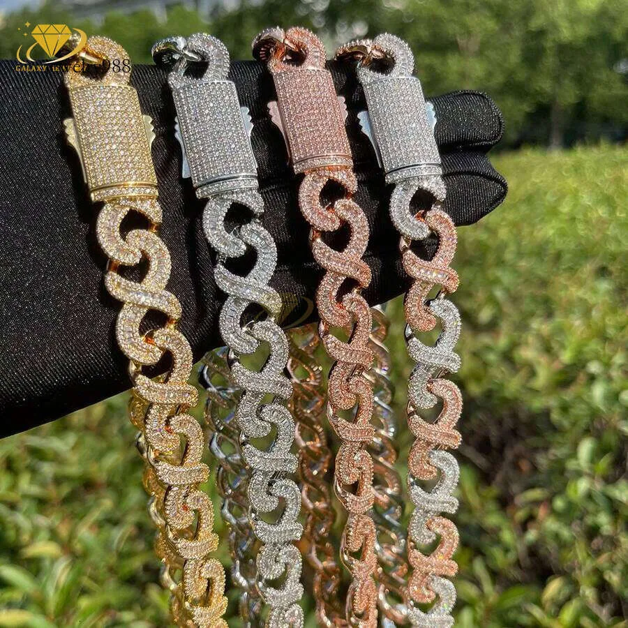 Iced Out Cuban Link Bracelet 18mm Infinity Chain, Baguette