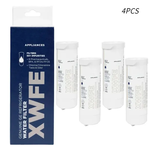 GE XWF Replacement Refrigerator Water Filter – Genuine, Carbon/Charcoal, 1-4 Pack Options