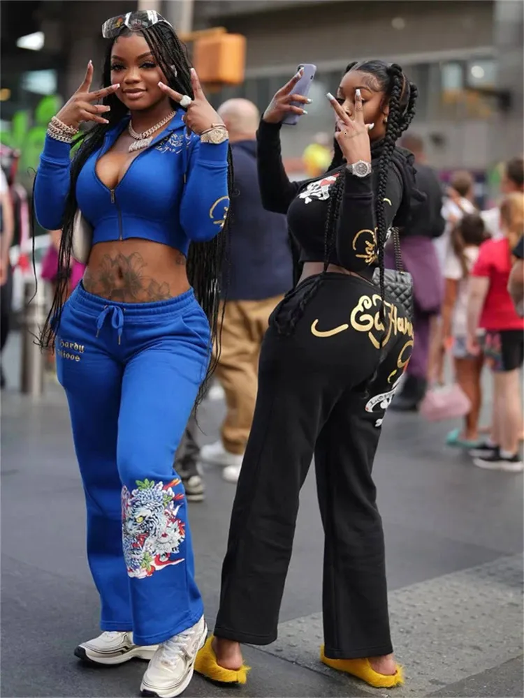 Y2K Graphic Hoodie Sweatpants Set - Womens Casual Two Piece Outfit