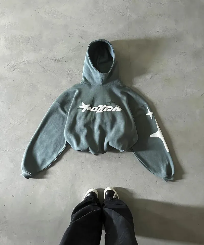 Y2K Summer Retro-Alphabet Soft Foam Men's Hoodie | Harajuku Goth Loose Sweatshirt