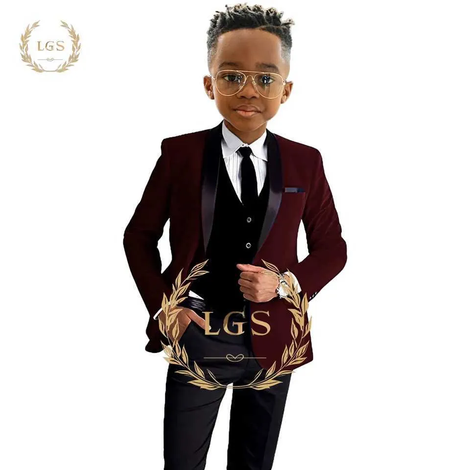 Boys red velvet suit outlet