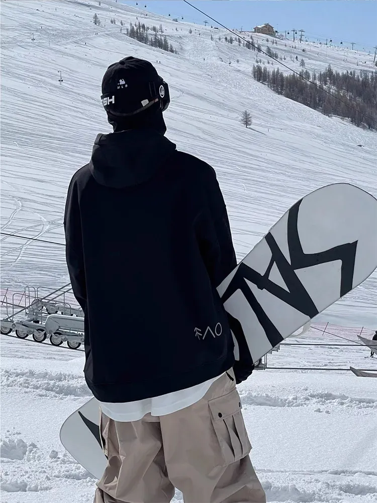 Oversized Ski Fleece Lined Hoodie Mens Windproof