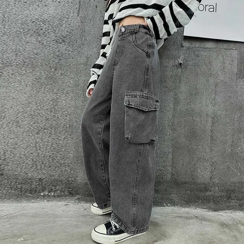 DHgate.com:Teenage Girls Wide-Leg Cargo Jeans: Stylish 2024