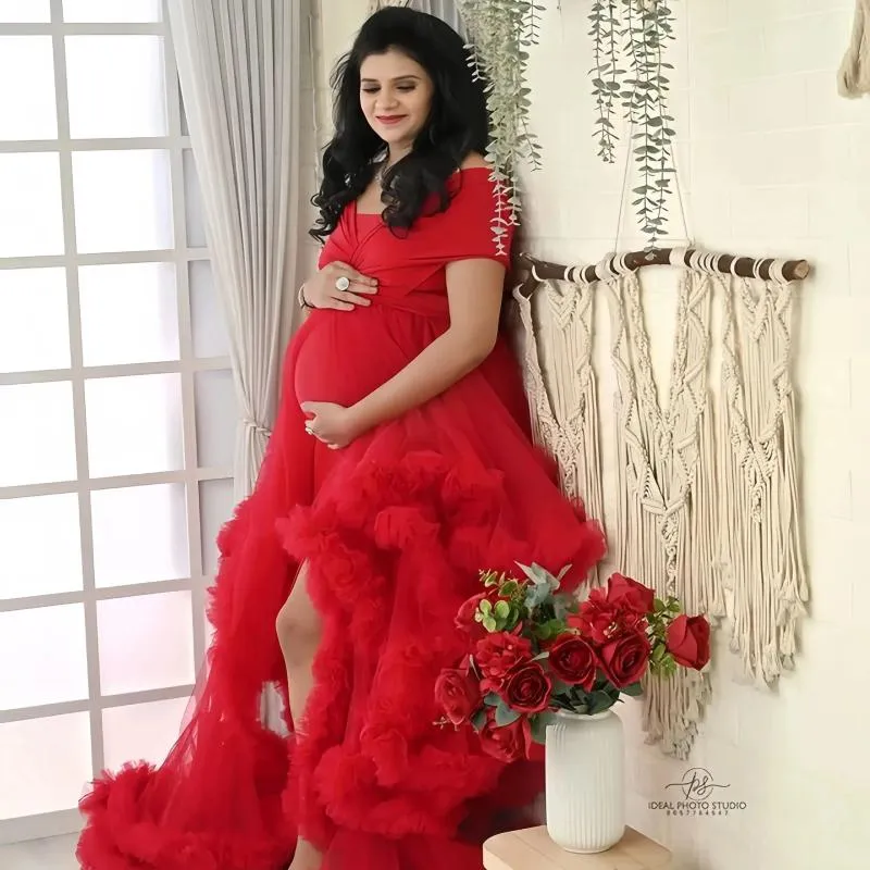 white christmas dresses Long Flowy Dress For Photoshoot Pregnancy Party Dresses  vivymakudress